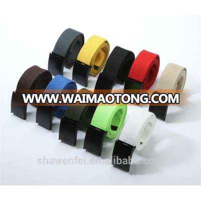 Hot sale colourful men webbing belt with flat automatic buckle