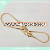 new design fashion light gold plating metal feather waist belt